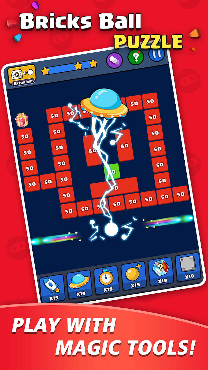 Bricks Ball Crusher gameplay with colourful bricks and bouncing balls